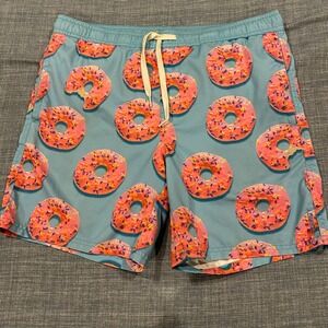 Trinity Collective Mens Donut Print Swim Trunks Blue Pink Medium Drawstring Mesh